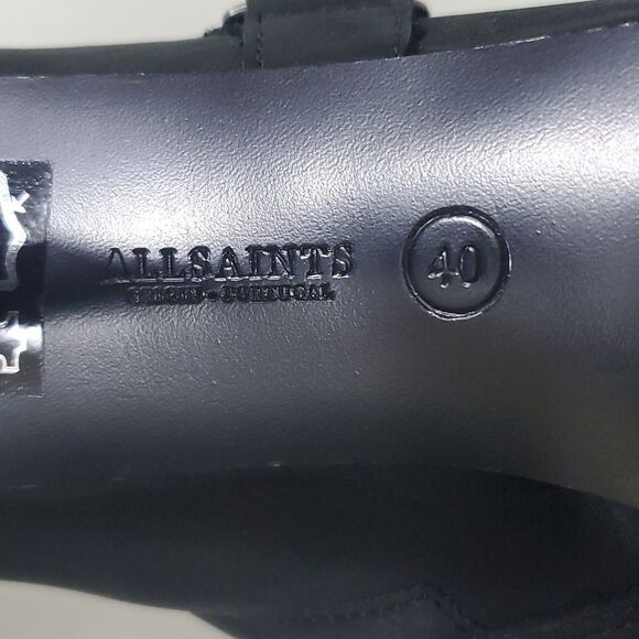 All Saints Aden Black Leather Ankle Heeled Boots Buckle Detail Women's EU 40 - Picture 10 of 14